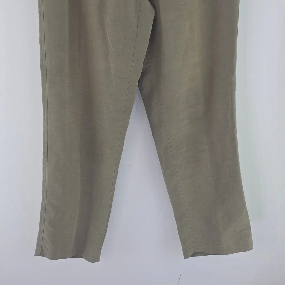 Greg Norman Trousers Mens 36x30 Olive Green Linen Blend Golf Wear Casual Pants